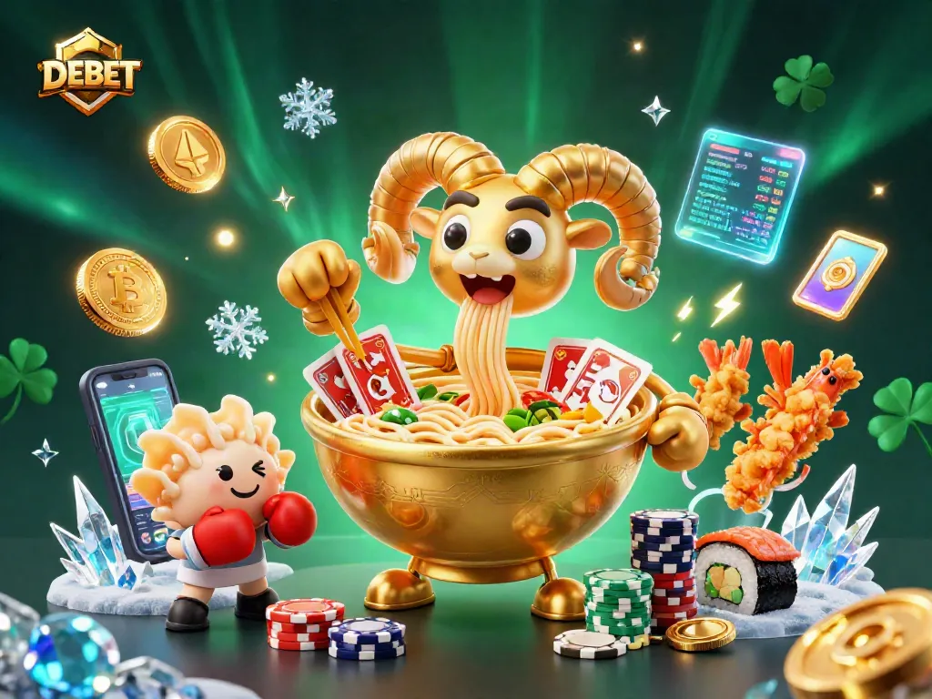 Win big with DEBET at this vibrant 3D casino illustration showcasing exciting gaming elements.
