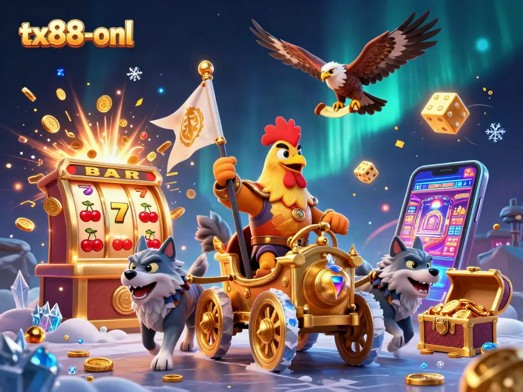 Enjoy the dynamic world of tx88-onl with cartoon characters immersed in casino games and jackpots.