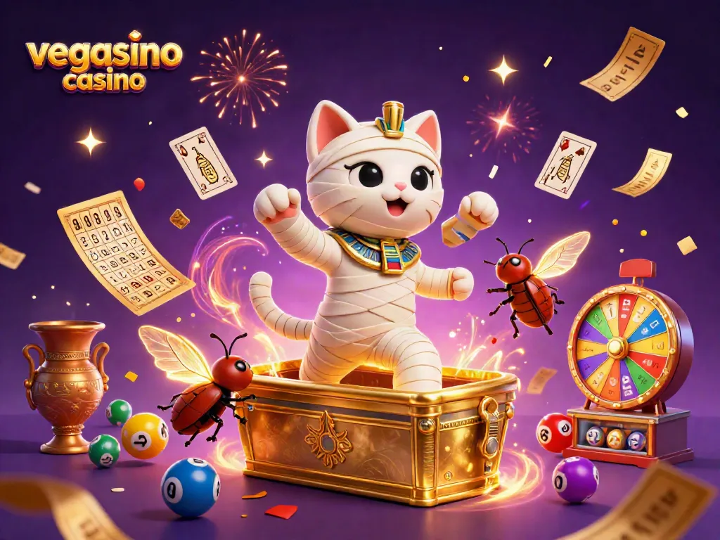 Experience the excitement of vegasino casino with a vibrant 3D scene featuring thrilling gaming elements.